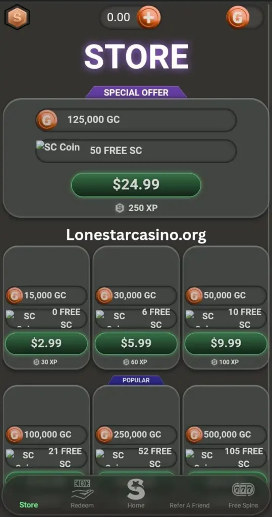 LoneStar Casino Login